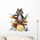 Illustration Chasmosaurus Playing Drums Wall Decal