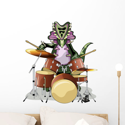 Illustration Chasmosaurus Playing Drums Wall Decal