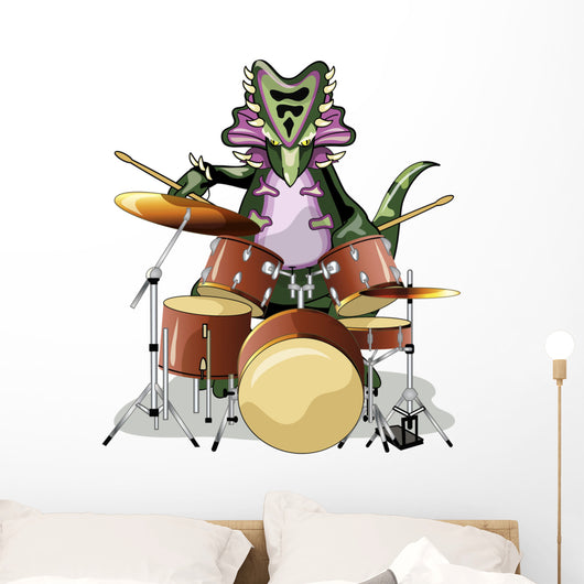 Illustration Chasmosaurus Playing Drums Wall Decal