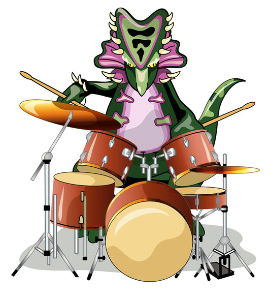 Illustration Chasmosaurus Playing Drums Wall Decal
