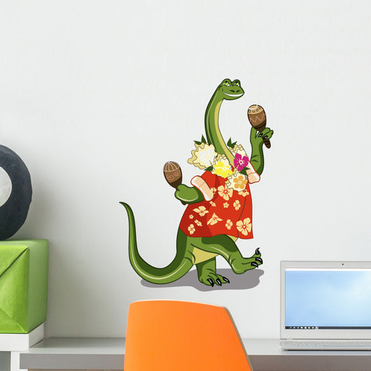 Illustration Brontosaurus Playing Maracas Wall Decal