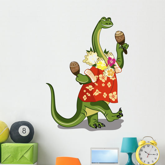 Illustration Brontosaurus Playing Maracas Wall Decal
