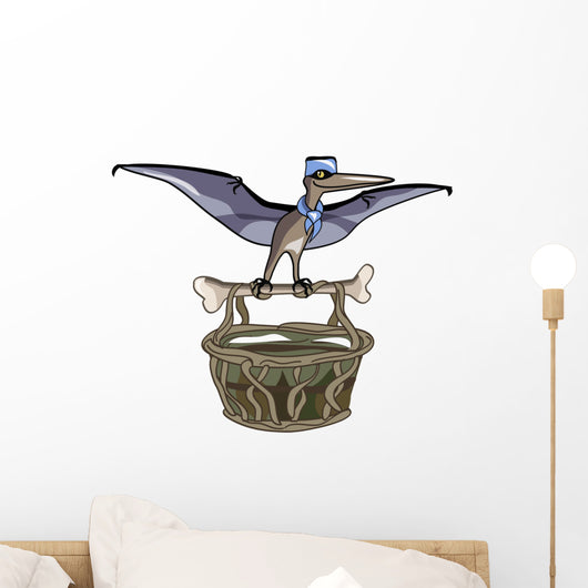 Illustration Pteranodon Carrying Basket Wall Decal