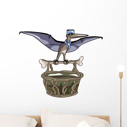 Illustration Pteranodon Carrying Basket Wall Decal