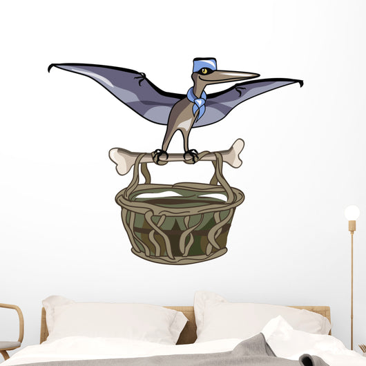 Illustration Pteranodon Carrying Basket Wall Decal