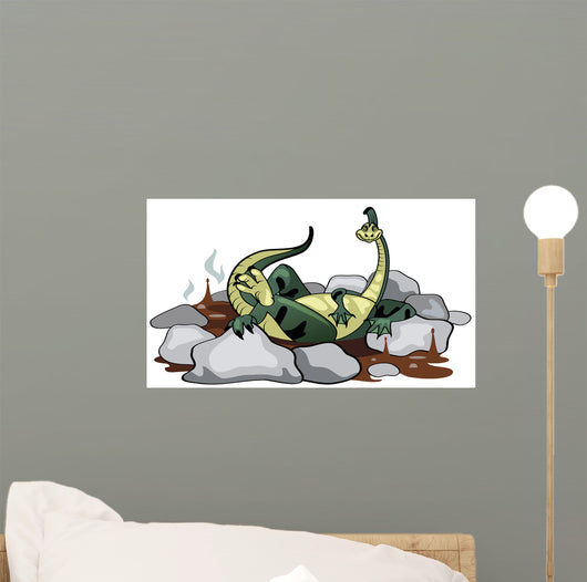 Illustration Hadrosaurus Relaxing Jacuzzi Wall Decal