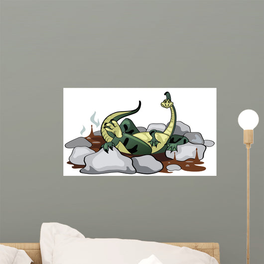 Illustration Hadrosaurus Relaxing Jacuzzi Wall Decal
