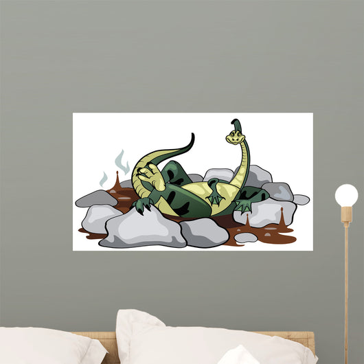 Illustration Hadrosaurus Relaxing Jacuzzi Wall Decal