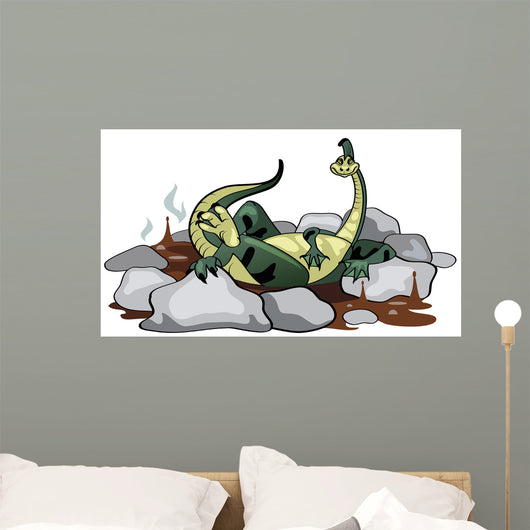 Illustration Hadrosaurus Relaxing Jacuzzi Wall Decal