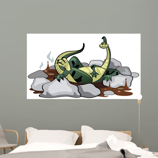 Illustration Hadrosaurus Relaxing Jacuzzi Wall Decal