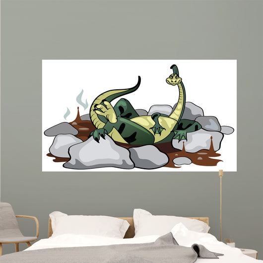 Illustration Hadrosaurus Relaxing Jacuzzi Wall Decal