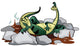 Illustration Hadrosaurus Relaxing Jacuzzi Wall Decal