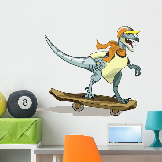 Illustration Raptor Skateboarding Wall Decal