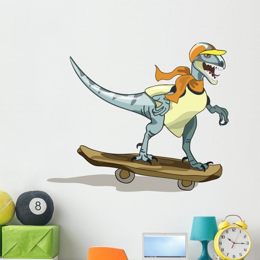 Illustration Raptor Skateboarding Wall Decal