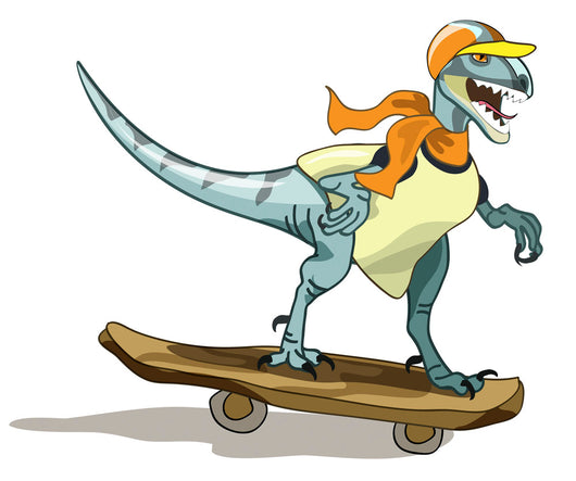 Illustration Raptor Skateboarding Wall Decal
