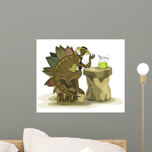 Illustration Stegosaurus Drinking Beverage Wall Decal