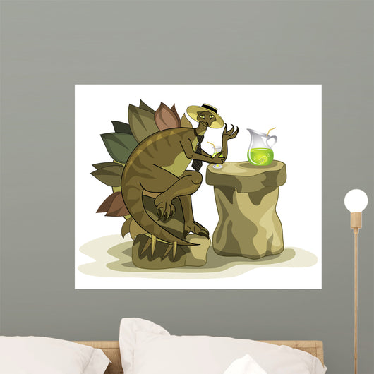 Illustration Stegosaurus Drinking Beverage Wall Decal