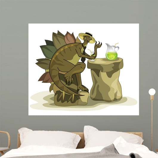 Illustration Stegosaurus Drinking Beverage Wall Decal
