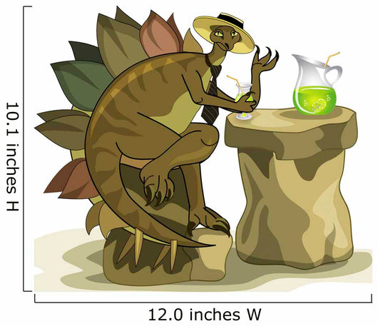 Illustration Stegosaurus Drinking Beverage Wall Decal