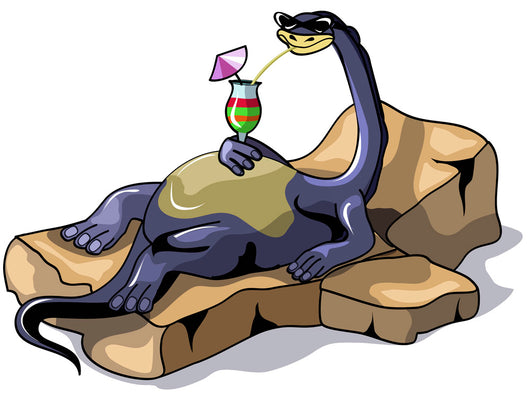 Illustration Brontosaurus Sunbathing Wall Decal