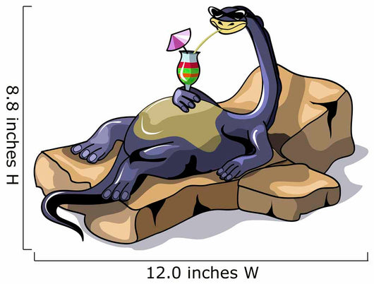 Illustration Brontosaurus Sunbathing Wall Decal