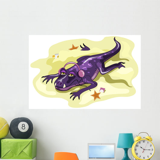 Illustration Anteosaurus Sunbathing with Wall Decal