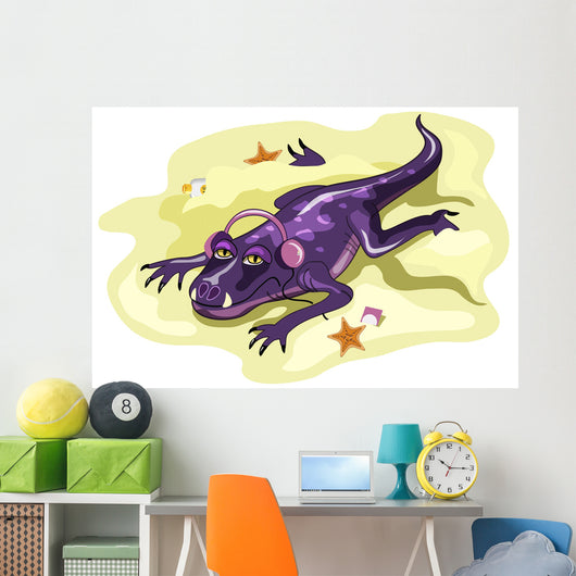 Illustration Anteosaurus Sunbathing with Wall Decal