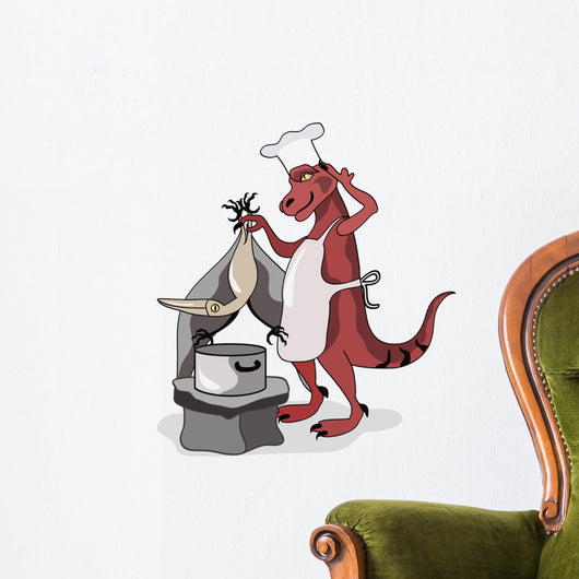Illustration Tyrannosaurus Rex Chef Wall Decal
