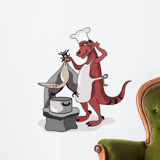 Illustration Tyrannosaurus Rex Chef Wall Decal