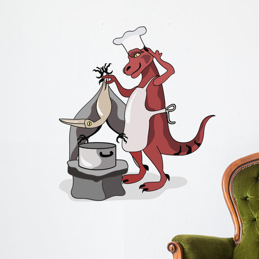 Illustration Tyrannosaurus Rex Chef Wall Decal