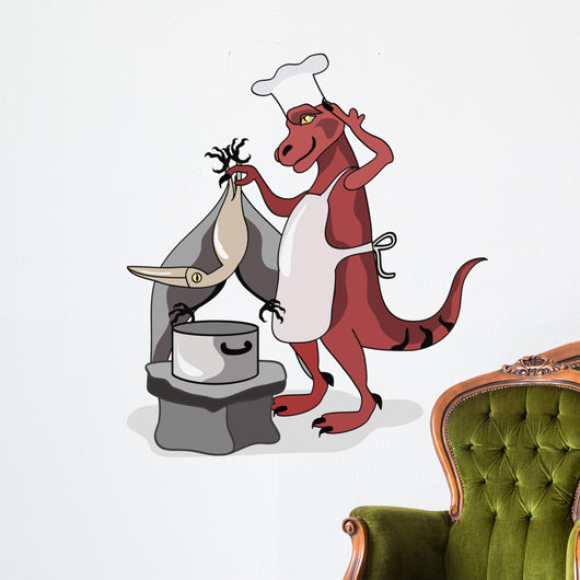 Illustration Tyrannosaurus Rex Chef Wall Decal