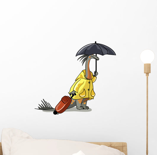 Illustration Amargasaurus Holding Umbrella Wall Decal