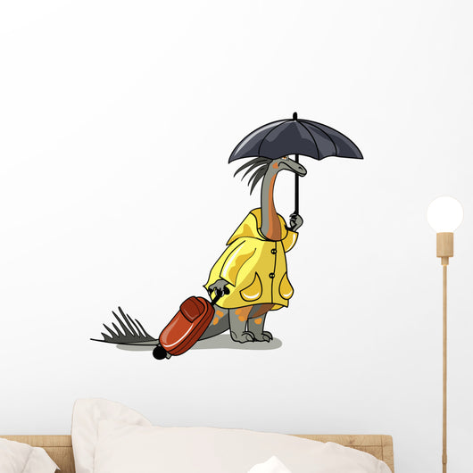 Illustration Amargasaurus Holding Umbrella Wall Decal