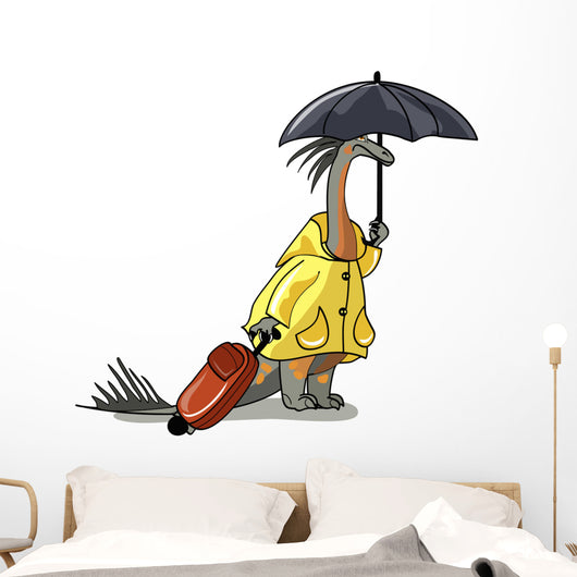 Illustration Amargasaurus Holding Umbrella Wall Decal