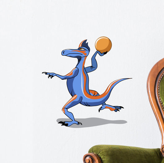 Illustration Iguanodon Playing Basketball Wall Decal