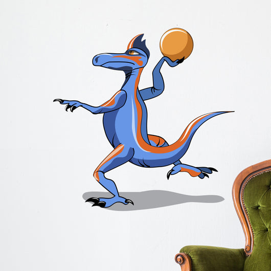 Illustration Iguanodon Playing Basketball Wall Decal