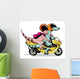 Illustration Two Raptors Riding Wall Decal