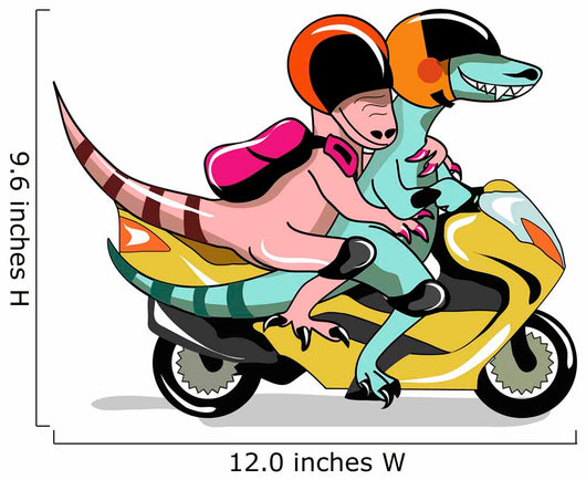 Illustration Two Raptors Riding Wall Decal