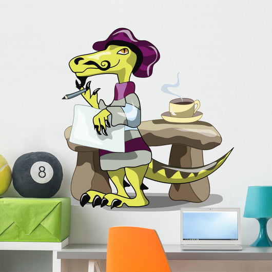Illustration Raptor Poet Thinking Wall Decal