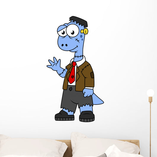 Illustration Brontosaur Dressed up Wall Decal