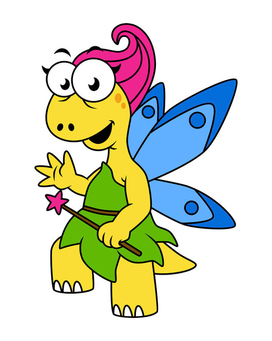 Cartoon Illustration Fairysaur Dinosaur Wall Decal