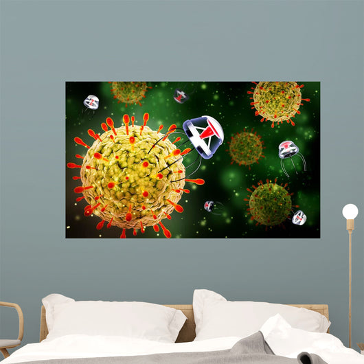 Nanobots Attacking Virus Wall Decal