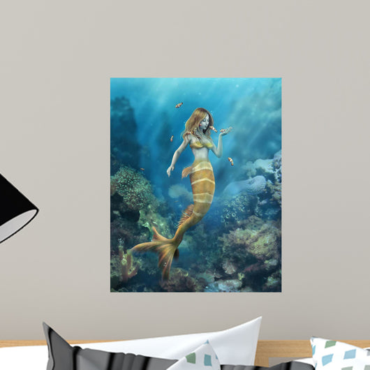 Mermaid Clown Fish Kiss Wall Mural
