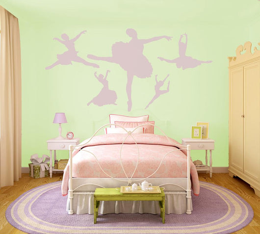 Pink Ballerina Silhouette Wall Decal Sticker Set Wall Decal