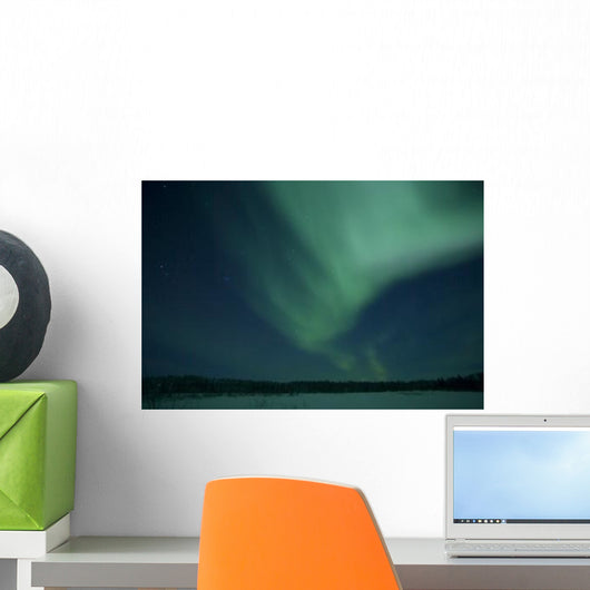 Green Aurora above Far Wall Decal Design 2