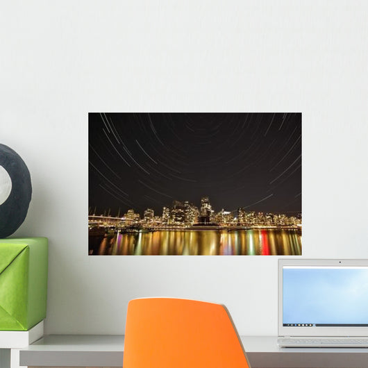 Star Trails above Downtown Wall Decal