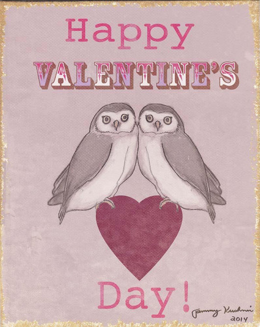 Valentine's Day Owls Wall Decal