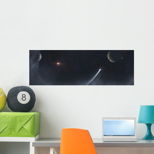 Spaceship Escaping from Sun Wall Decal