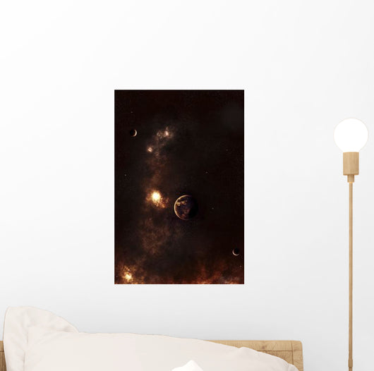 A Planet Illuminated Plasma Floating Wall Decal