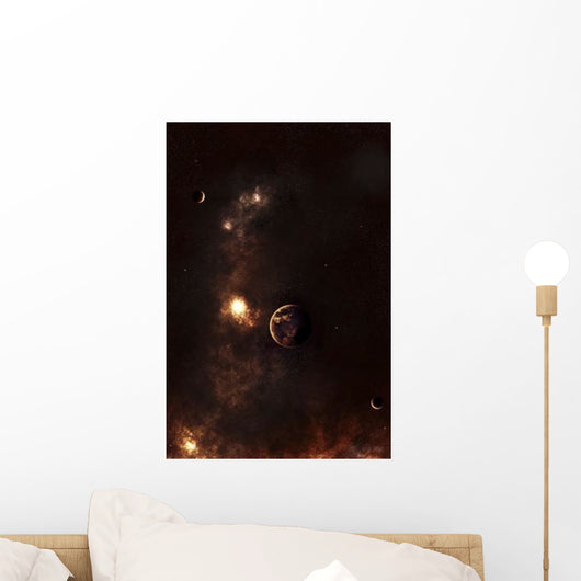 A Planet Illuminated Plasma Floating Wall Decal